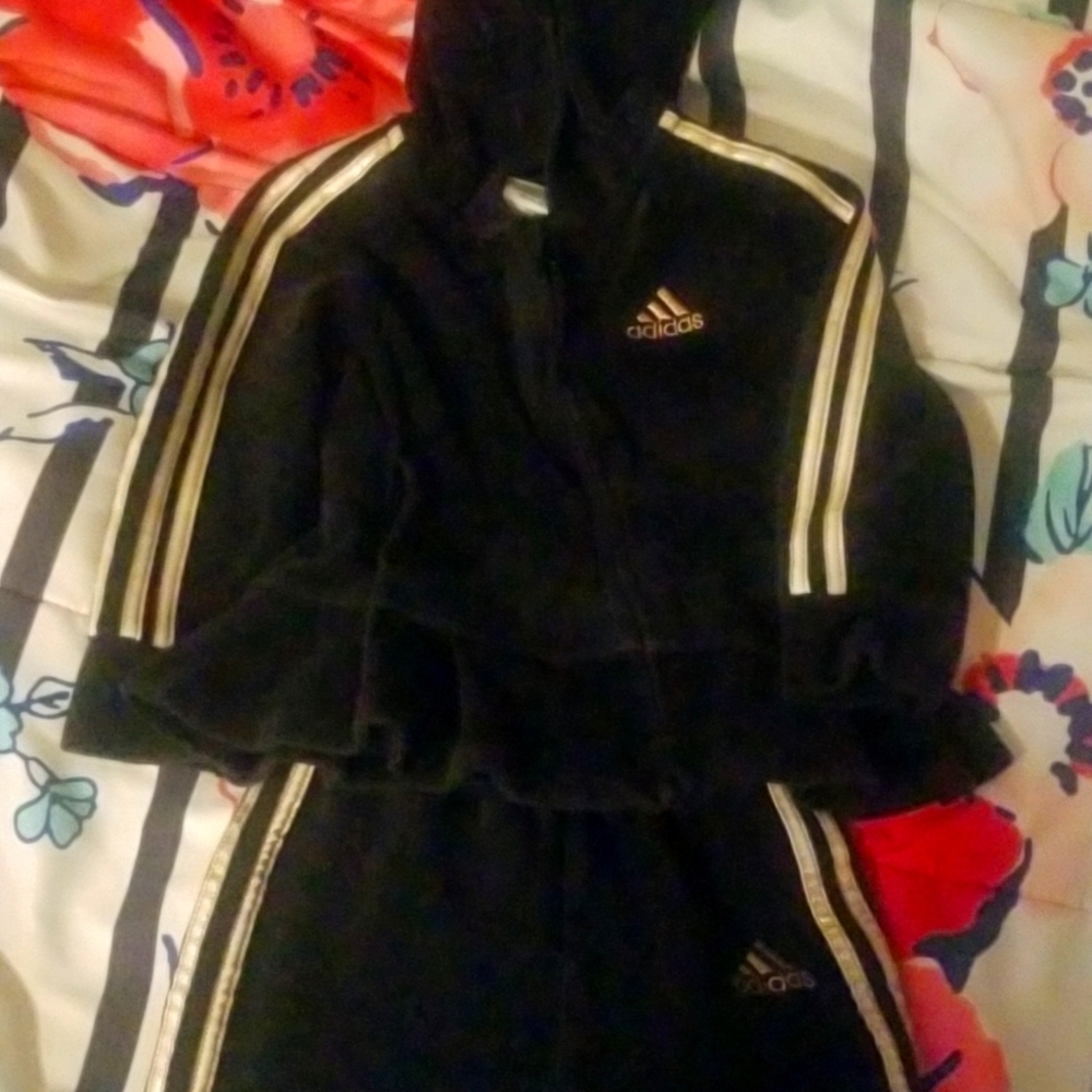 18 month Adidas Velour Black and Gold Girls Set